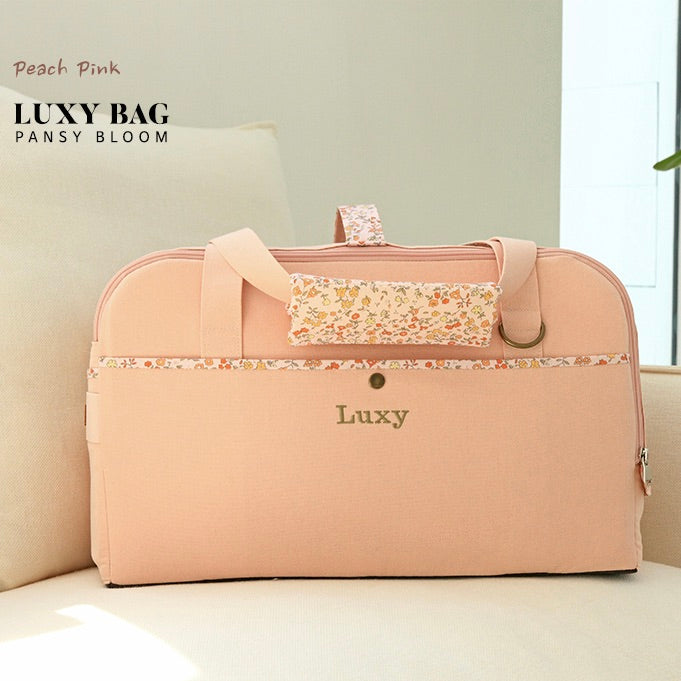 ※予約販売【WandookongMom】Luxy Bag ネーム刺繍入りキャリーバッグ（Peach Pink）