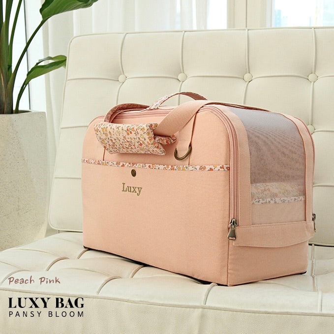 ※予約販売【WandookongMom】Luxy Bag ネーム刺繍入りキャリーバッグ（Peach Pink）