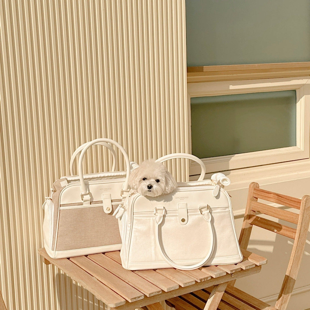 ※予約販売【KITCHMOOD】PREMIUM LINE dog camer bag（Ivory）