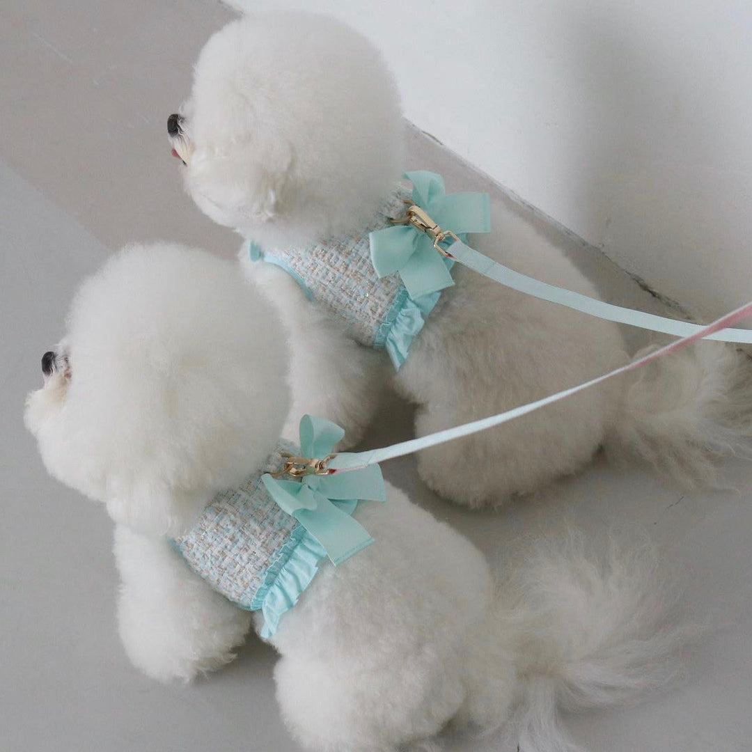即納【Hi Yeboo】Tweed Collection- Harness & Lead（Tiffany blue）