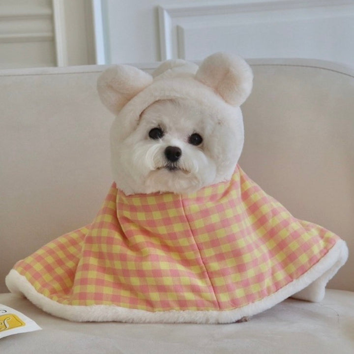 ※予約販売【Hi Yeboo】Bear Hood Blanket Cape（Yellow Pink）