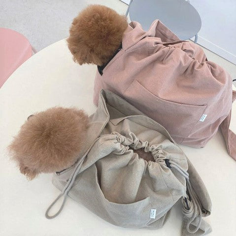 DOBULE COMMA MANDOO BAG ドッグスリング ピンク M - 犬用品