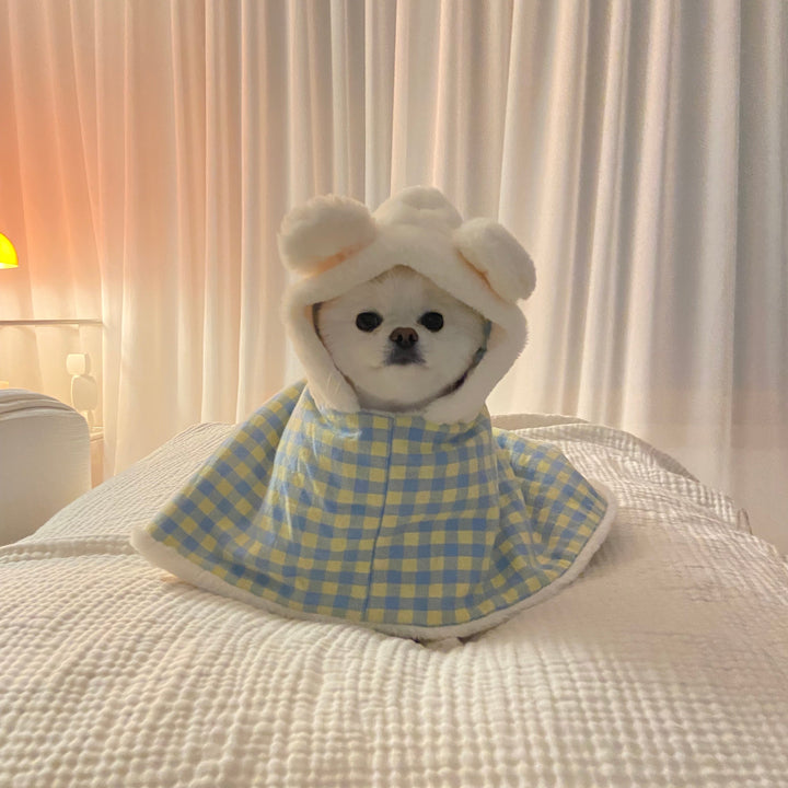 ※予約販売【Hi Yeboo】Bear Hood Blanket Cape（Yellow Blue）