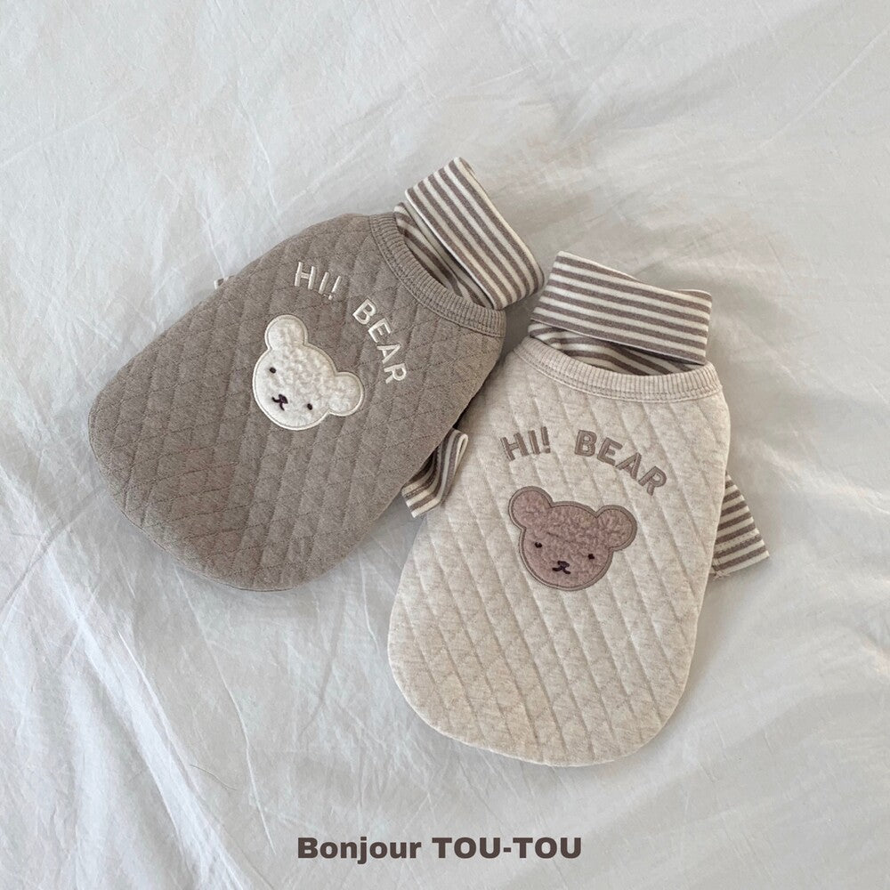 即納【Bonjour TOU-TOU】HI!Bear Quilting Vest（ブラウン）